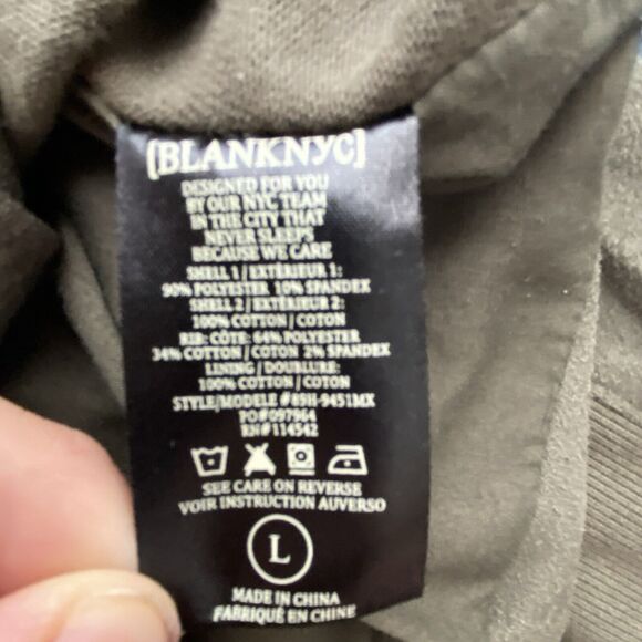 Blank NYC Jacket Womens L Green Faux Leather Drape Moto Boho Street Style - Picture 6 of 10